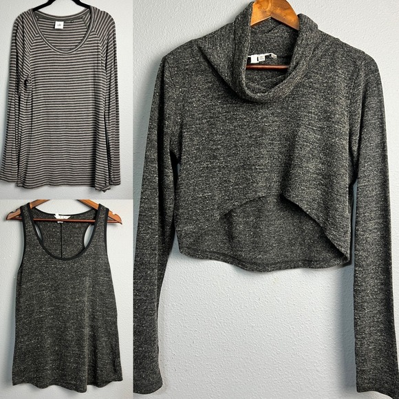Bundle of 3 Cabi Tops Tank Long Sleeve Turtleneck Heathered Gray Casual Comfy M - Picture 1 of 15